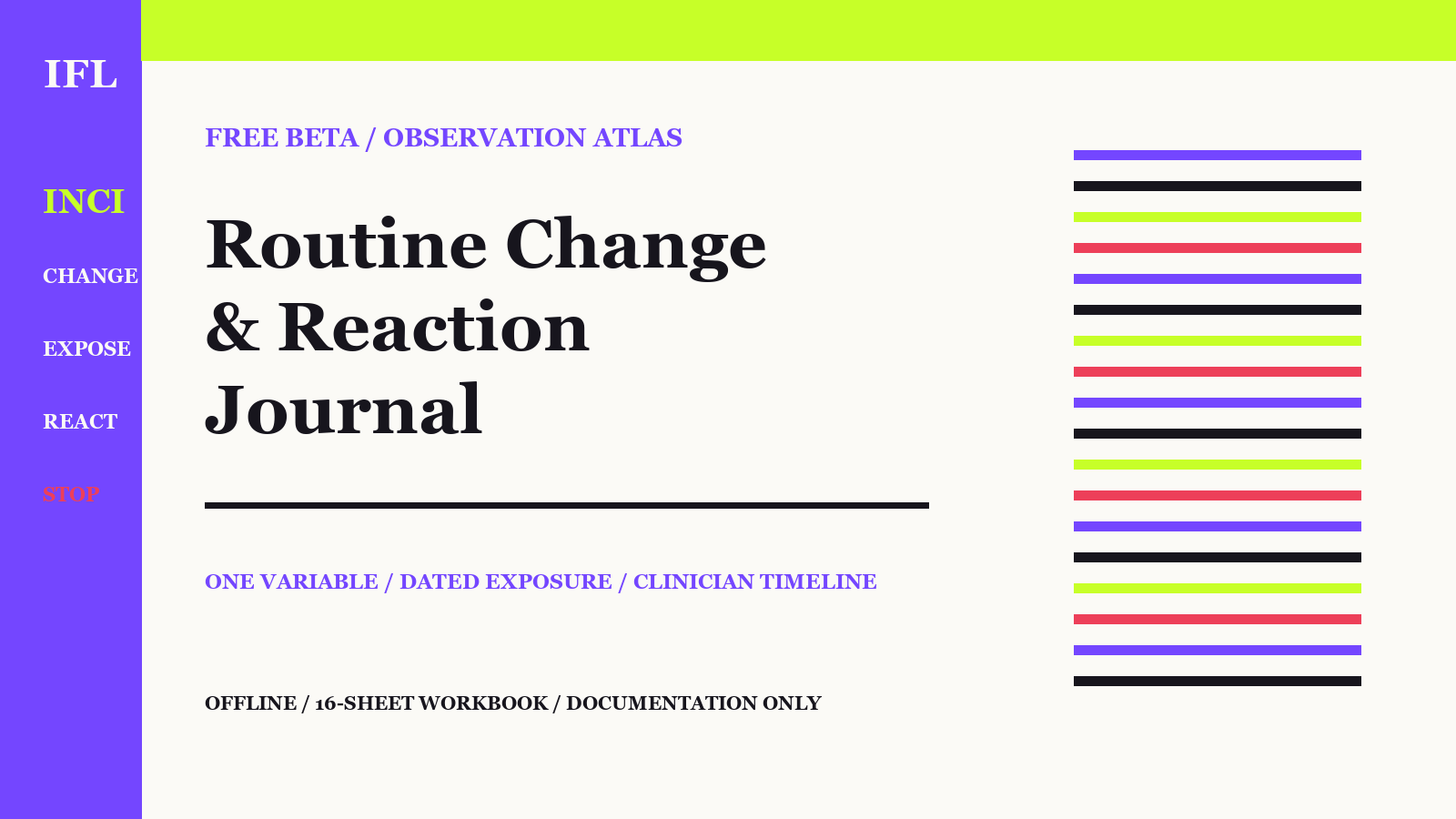 Fluorescent formula-atlas cover for the Routine Change and Reaction Journal Beta